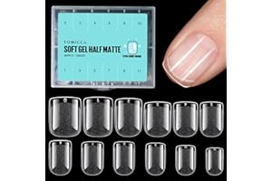 TOMICCA Extra Short Square Nail Tips, 360Pcs Acrylic Gel Tips, 12 Sizes Half Matte Gel Nail Tips, Nail Extension Tips for Beginner and Professional