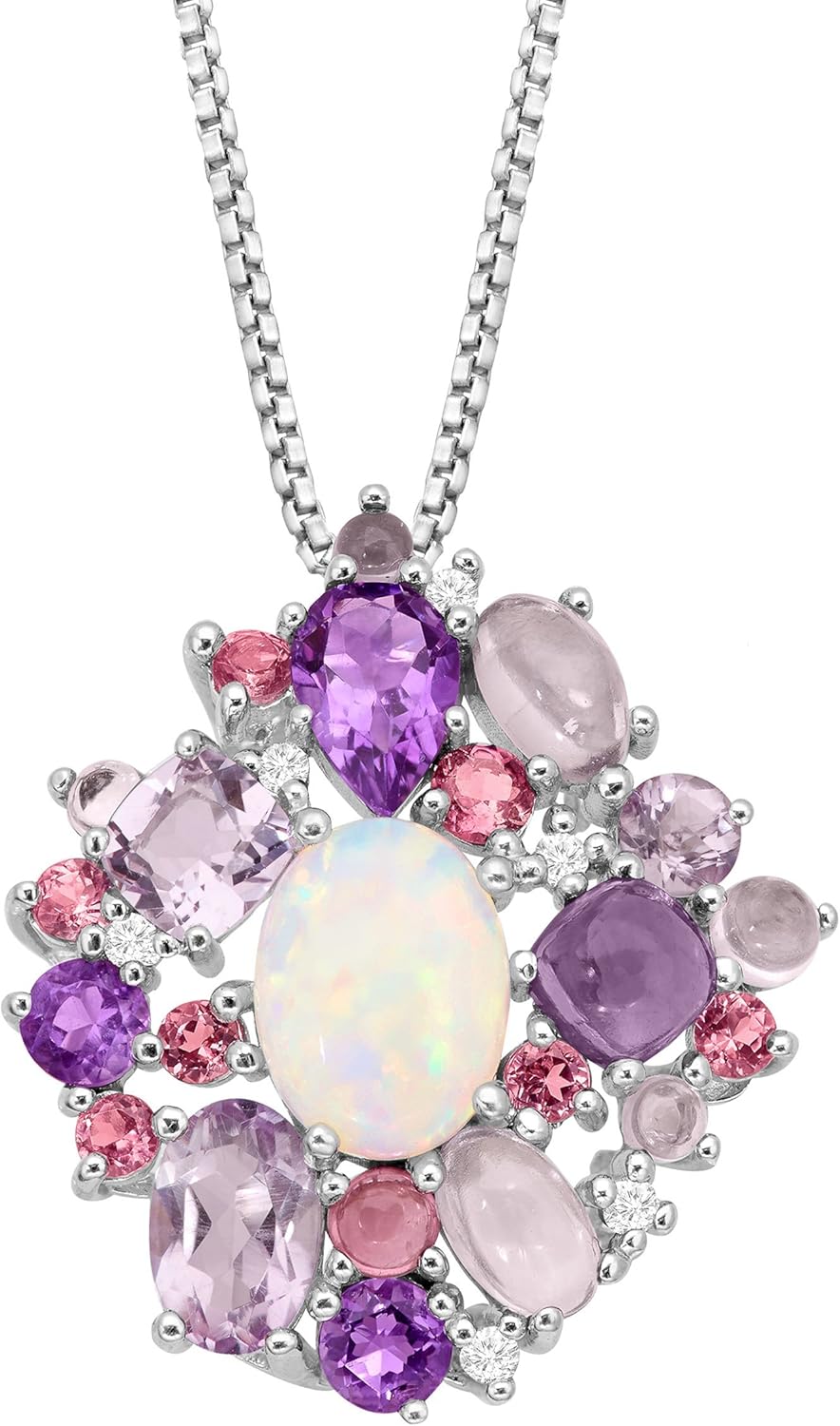 Amazon.com: 3 1/2 ct Natural Opal, Amethyst & Tourmaline Pendant with