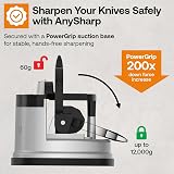 AnySharp Knife Sharpener, Hands-Free Safety, Suction PowerGrip, Silver view 6