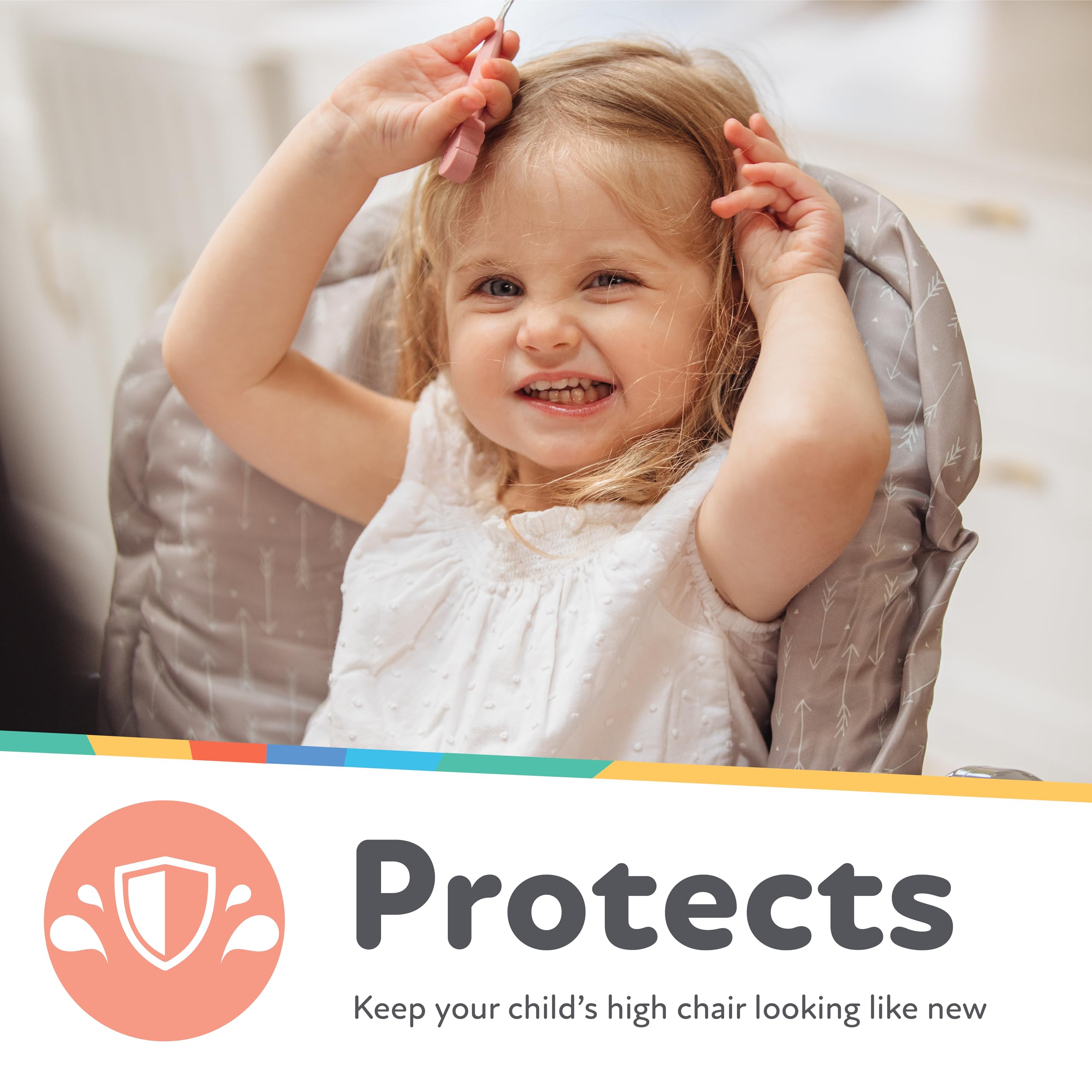 Nuby Baby High Chair Cover - Protects from Spills and Crumbs - Water Resistant for Easy Cleanup - Arrow Print