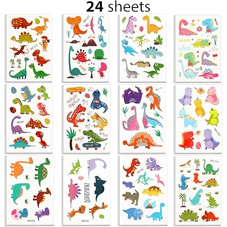 Outus 24 Piezas de Tatuajes Temporales de Dinosaurios