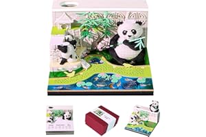 SIWEME 3D Calendar 2026 Paper Art Memo Pad,Tear-Away 3D Desk Time Piece Calendar DIY Note for Record, Bookmark, Gift & Office Decor (Panda Bamboo Garden)