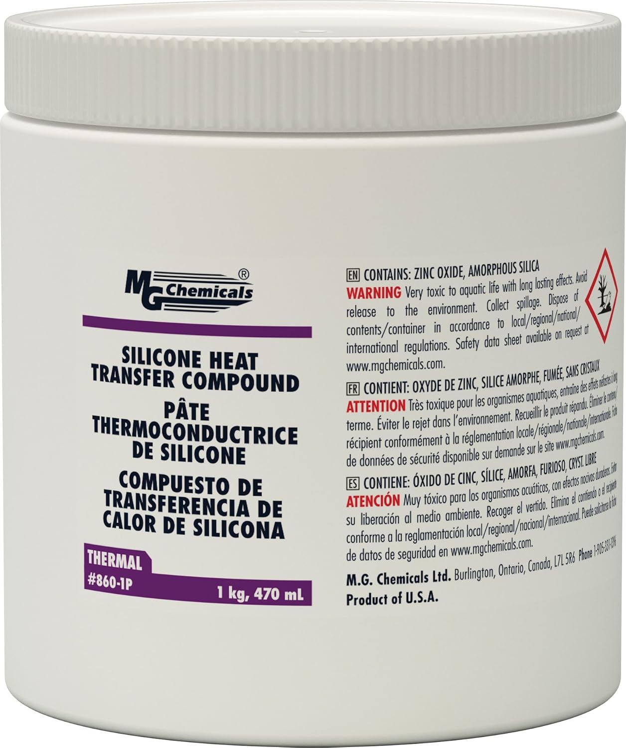 MG Chemicals 8601P Silicone Heat Transfer Compound, 1 Pint Tub, White