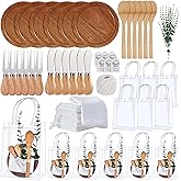 55Pcs Baby Shower Prizes for Game Winners 6 Sets Cheese Board Spoon Fork Butter Spreaders Plaid Towel Thank You Card and Gift Bags for Baby Shower Wedding Bridal Shower Favors (Round Shaped)