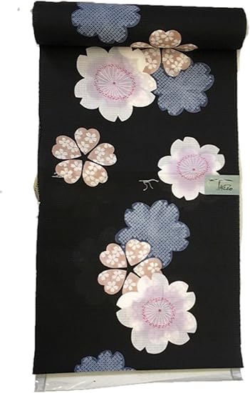 Amazon Takezo ブランド 女性 浴衣 反物 黒 花柄 桜 着物 通販