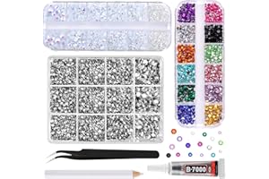 ASTARON White and Colorful Resin Rhinestones for Crafting, 2mm-6mm Mixed Flatback Resin Gemstones for Crafts Gems Bulk Jelly 