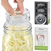MFacoy 4-Pack of Fermentation Glass Weights with Easy Grip Handle for Great Wide Mouth Canning Mason Jars, Pickling Sourkrout Kraut Glass Weight Fermentation Kit with Easy Grip Handle, Dishwasher Safe