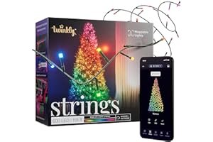 Twinkly Strings 600 LED RGB, Including White, LED Light String, Smart Multicolor LED Lights, Christmas Lights, Mappable LEDs, IP44, Green Wire, Packaging May Vary, 157.5ft