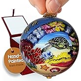 Collectible Hawaiian Sea Turtles Ornament Collectible, Hand Painted from Inside The Glass TA/M