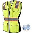 JKWEARSA Safety Vest For Women,High Visibility Reflective Vest With Multi Pockets And Zipper,Work Vest For Lady