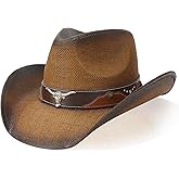 WQWOVRVO Cowboy Hat,Cowgirl Hat,Western Cowboy Hats for Women/Mens/Straw Wide with Shapeable Brim Cowboy Hat for Womens