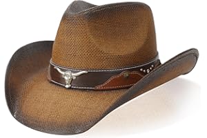 WQWOVRVO Cowboy Hat,Cowgirl Hat,Western Cowboy Hats for Women/Mens/Straw Wide with Shapeable Brim Cowboy Hat for Womens