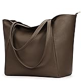 KALIDI Large Tote Bag Vegan Leather Casual Zipper