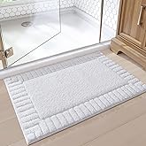 LUMI Bathroom Rugs Non Slip with Rubber Backing, Extra Soft Plush Microfiber Bath Rug Absorbent, Machine Washable Bath Mat Quick Dry for Tub, Shower, Hotel, White, 20"x32"