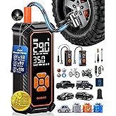 OlarHike Cordless Tire Inflator Portable Air Compressor, 150PSI Dual Power - 6000mAh & 12V DC, Air Pump for Car Tires, Motorcycle, Bicycle, Electric Pump with LED Light & Digital Pressure Gauge