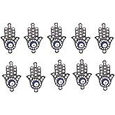 Mandala Crafts Gunmetal Evil Eye Hamsa Hands Charms Beads for Jewelry Making – Metal Hand of Fatima Pendants for Adult Hamsa Pendant Necklaces & Bracelets