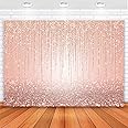 Avezano Rose Gold Glitter Backdrop Rose Gold Sweet Pink Birthday Party Background for Women Girls Rose Gold Birthday Baby Shower Banner Kids Portraits Photo Props