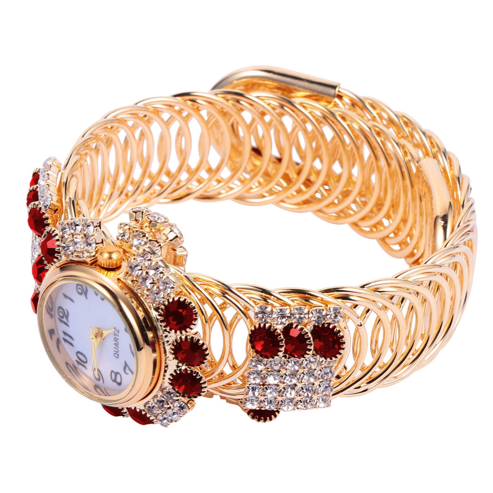 HemoblloWomens Bangle Watch, Shiny Gold Ladies Watches Bling Dress Watches with Crystal Rhinestones Diamonds Elegant Bracelet Wrist Watch for Women
