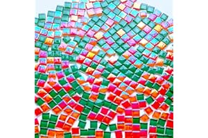 AONUOAO 1.1LB 0.39" Square Green Brown Mixed Colors Crystal Glass Mosaic Tiles for Crafts, Mosaic Tiles for Crafts Bulk, Mosaic Pieces for Crafts, Mosaic Making Supplies