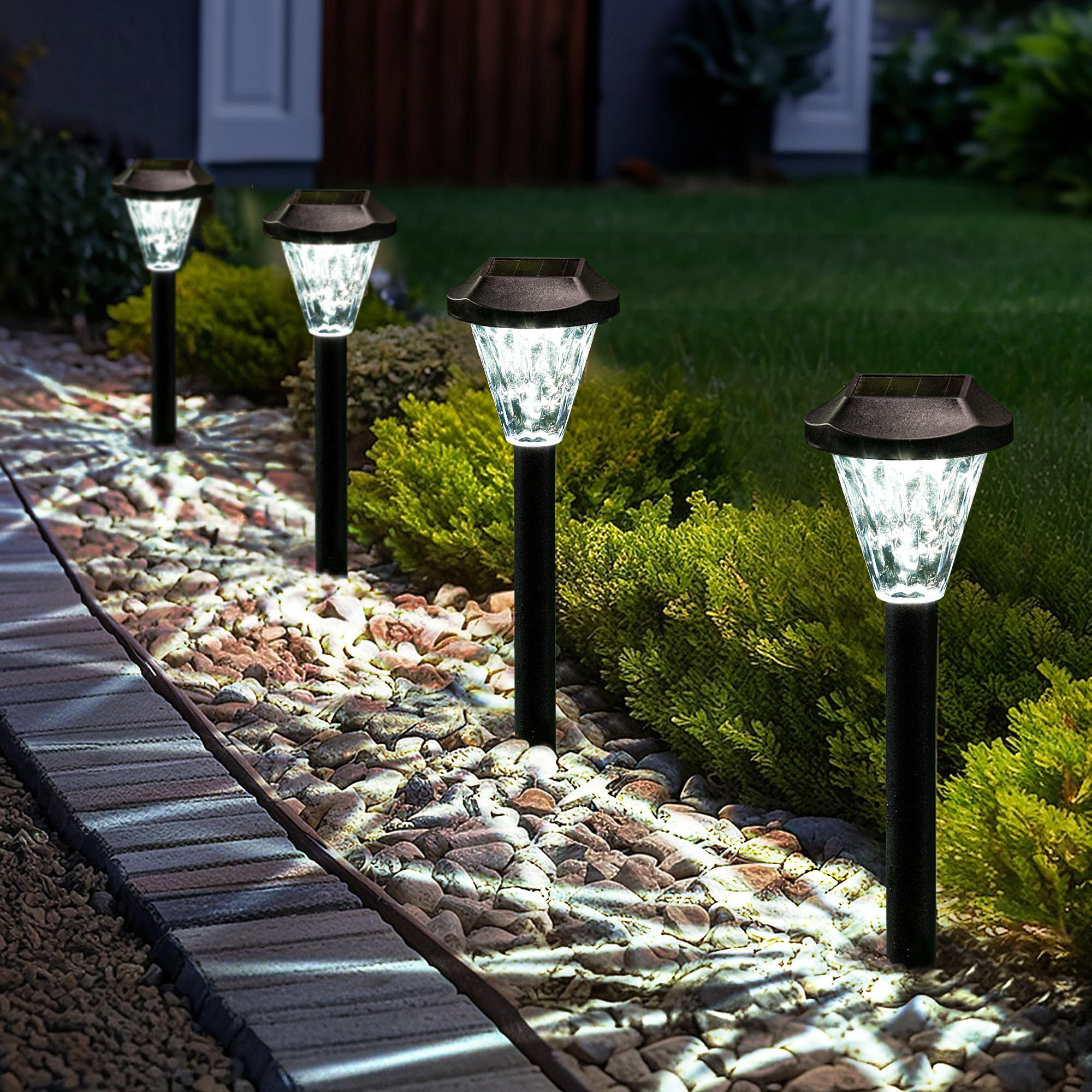 GIGALUMI 8 Pack Solar Lights Outdoor Waterproof,New Upgraded Solar Lights for Outside,Solar Grden Lights,Solar Outdoor Lights for Patio,Lawn,Yard and Landscape — image 1