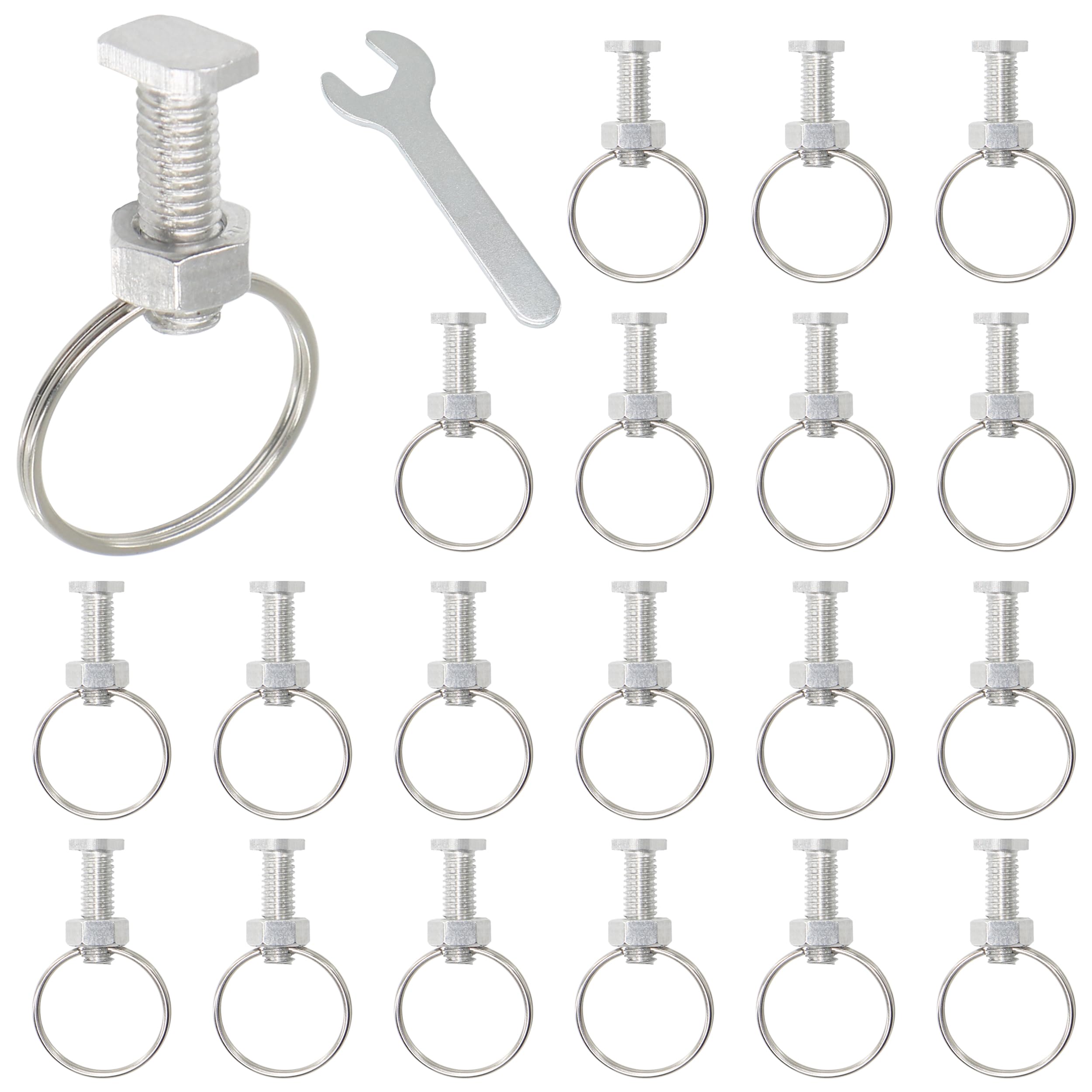 CaLeQi Greenhouse Nuts and Bolts, 20 Sets Aluminium T Head Bolts and Rings Creating Suspension Anchors in Glazed Steel Channels for Plant Clips and Climbing Plants