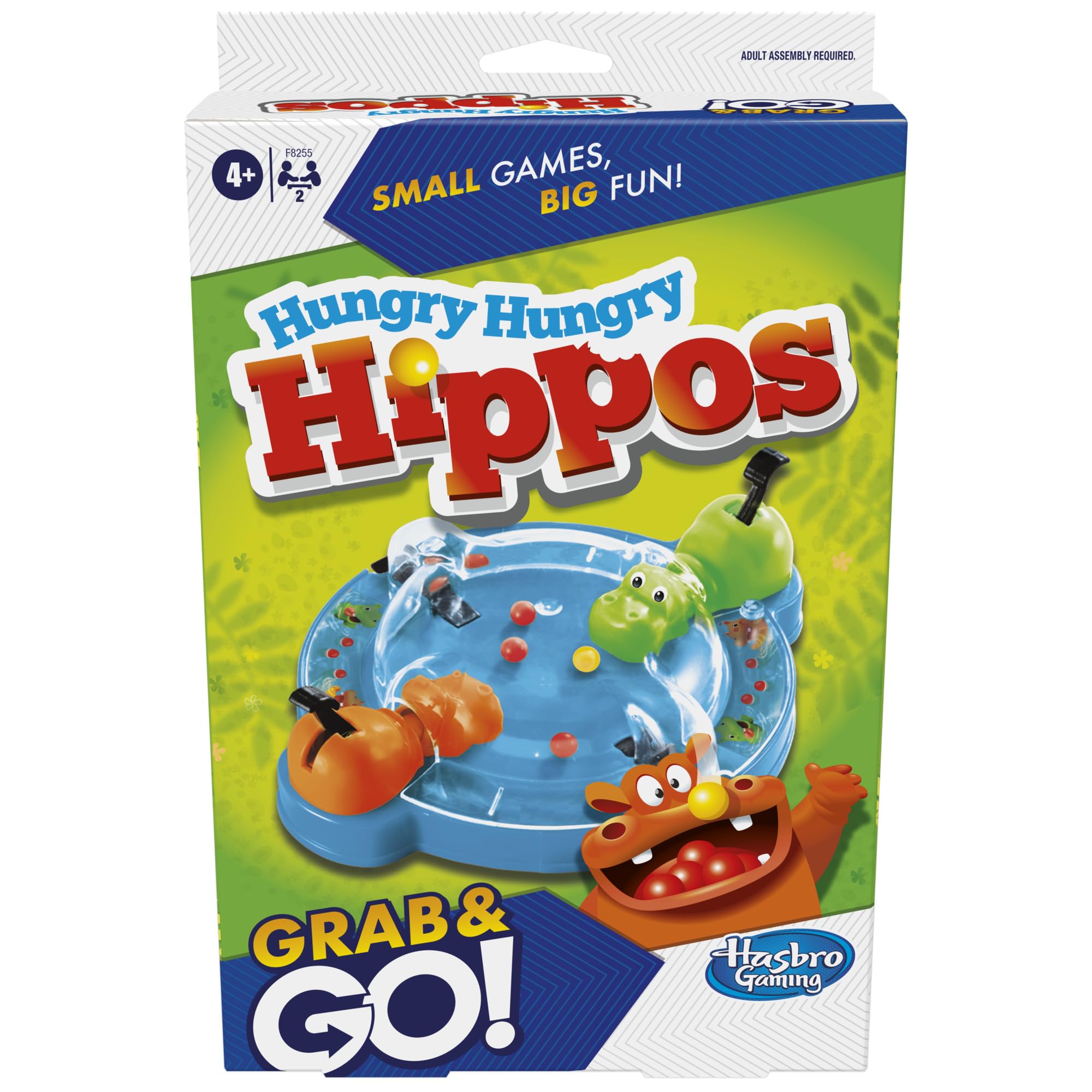 Hasbro Gaming Hungry Hungry Hippos Travel Game, Travel Games for Kids, Portable Grab and Go Marble-Chomping Game for Ages 4+
