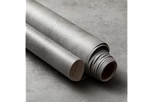 Very Berry Sticker Gray Concrete Waterproof Wallpaper (24" x 78.7", 2 Pack, Concrete Texture, Gray) Vintage Wallpaper Peel and Stick for Bedroom