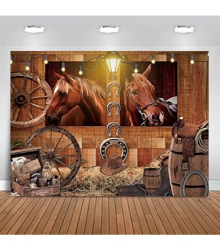 Fotohintergrund Western-Cowboy Motiv – 1,8 X 1,2 M, Mit Pferd & Holzscheune, Für Kindergeburtstag & Partys