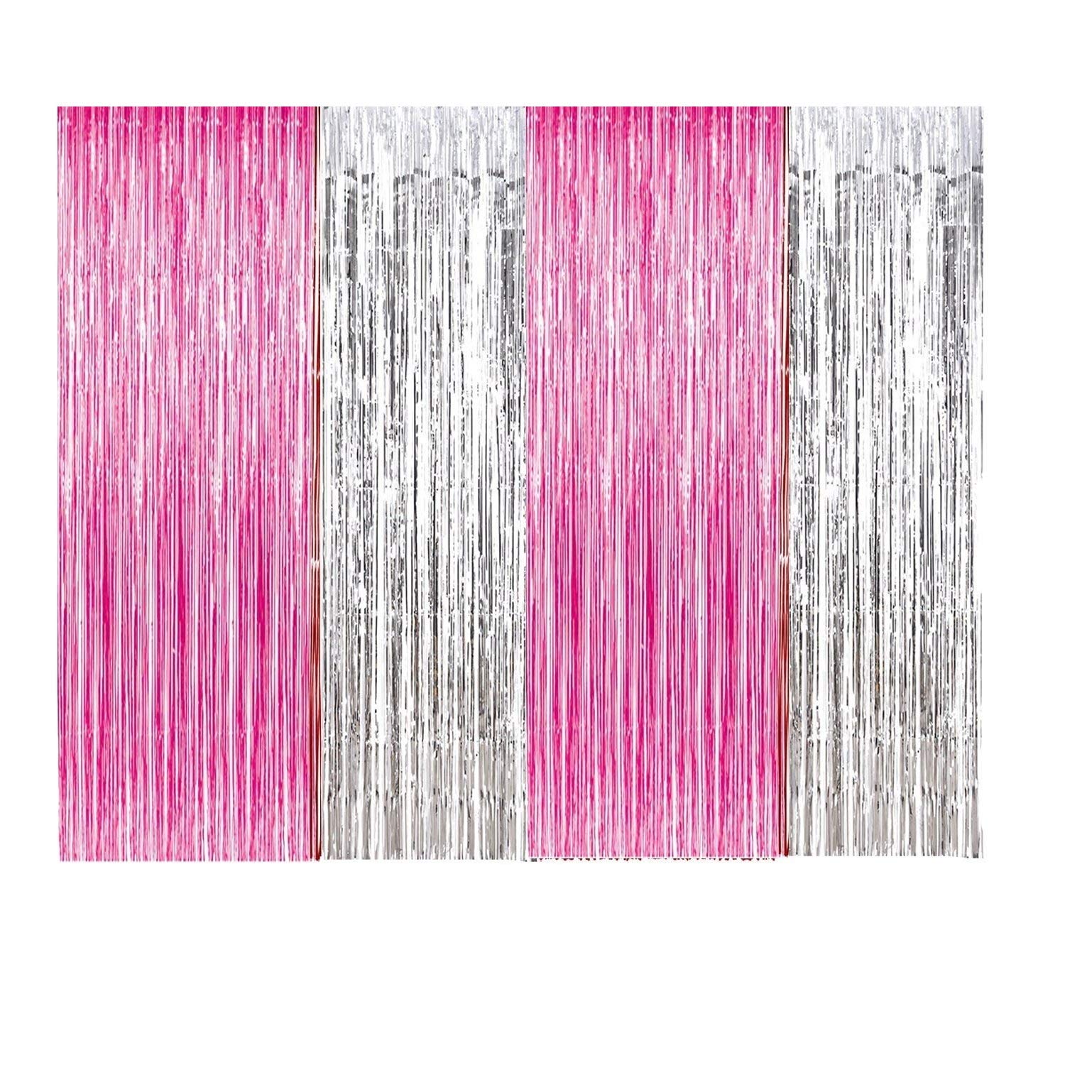Buy Jindal Party Products Metallic Fringe Foil Curtain (Pink - 2 Pcs