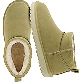 CUSHIONAIRE Hip-3 Genuine Suede Leather Ankle Boots for Women – Pull On Cozy Faux Fur Boots Womens Shoes with Comfortable Memory Foam