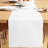 Encasa XO Dining Table Runner 32x183 cm White Cotton 12-ply Yarn Dyed