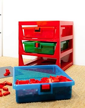 Amazon Com Lego 3 Drawer Storage Rack Blue One Size Kitchen