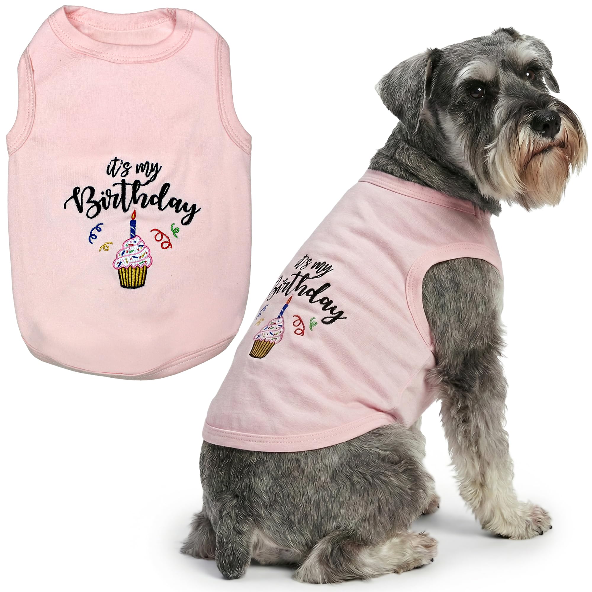 Parisian Pet It's My Birthday Pink Dog Cat Clothes Tee Shirts Dog T-Shirt, 2XL