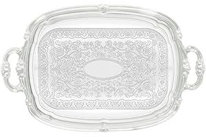 Winco CMT-1912 Oblong Tray with Integrated Handle, Chrome, Medium