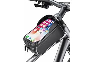 Karoter Bike Bag - Bicycle Phone Front Frame Bags, Waterproof Bike Phone Holder Top Tube Front Frame Bag with TPU Sensitive Touch Screen, Handlebar Bags Compatible Phones Under 6.8”