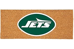 Team Sports America NFL New York Jets Coir Doormat, Official Full Color Team Logo, Extra Large Front Door Mat, Outdoor Indoor Entrance Rug, Non-Slip Welcome Mat for Double Doors Porch Patio