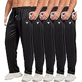 lomsoe 5 Pack Mens Sweatpants Open Bottom Joggers for Men with Zip Pockets Loose Fit Mesh Athletic Pants for Running,Casual