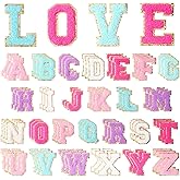 52 Pcs Self Adhesive Chenille Letter Patches, A-Z Alphabet Embroidered Sew Applique Repair Patch DIY Crafts for Clothing Jacket Jeans Pants Dress Backpack Hat Decorations
