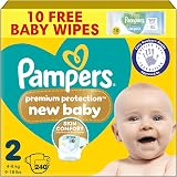 Pampers Premium Protection New Baby Size 2 Nappies 240 Monthly Pack 4-8kg