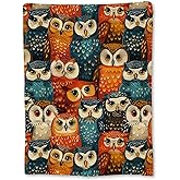 Ti Caldi Vibrant Owl Blanket | Soft Warm Fuzzy Lightweight Flannel Colorful Owl Throw Perfect for Couch, Bed, Decor, Travel & Outdoor Use, Cozy Blankets for Adults Kids Women Boys Girls 60×50 in