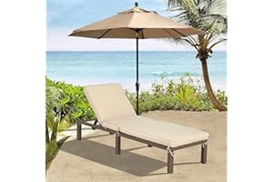 MAGIC UNION Rattan Chaise Lounge for Outside Patio Adjustable Wicker Chaise Lounge with Cushions Sun Bathing Lounge Beach Chairs Pool Chair Lounges Clearance Tanning Pool Loungers for Yard