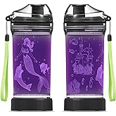 YuanDian Light Up Kids Water Bottle with 3D Mermaid Design- 14 OZ Tritan BPA Free Eco-Friendly - Cool Drinking Cups Gift for School Kids Boy Girl Child Christmas Holiday