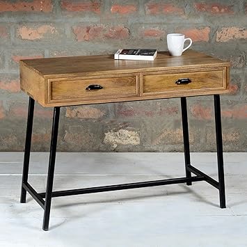 Suri Industrial 2 Drawer Console Table In Mango Wood And Metal