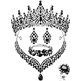 Tondiamo 6 Pcs Crystal Wedding Bridal Jewelry Set for Women include Tiaras, Crowns, Tiaras Earrings Necklace, Bracelet and Rind, Brides Wedding Party Costume Accessories Gifts