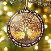 TEEZWONDER Christmas Inspirational Gifts for Family - Suncatcher Christmas Ornaments 2025 - Tree of Life Gifts for Mom Dad Parents Grandparents Women, Family Ornaments Suncatcher Home Decorations
