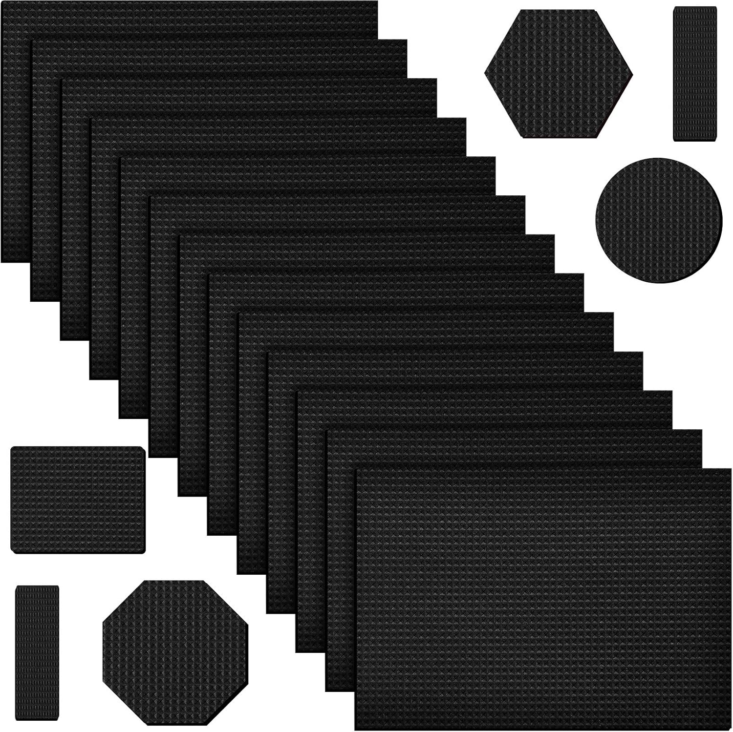 12 Pieces Self-Stick Non Slip Pads Furniture Grippers Furniture Pads and Floor Protectors for Keep Furniture Stoppers, 5.9 x 3.9 Inch, Black