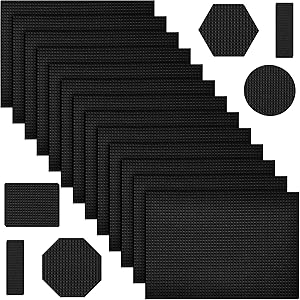 12 Pieces Self-Stick Non Slip Pads Furniture Grippers Furniture Pads and Floor Protectors for Keep Furniture Stoppers, 5.9 x 3.9 Inch, Black