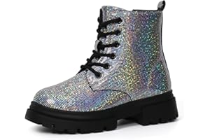 starmerx Girls Ankle Boots Lace Up Combat Boot Side Zipper Comfortable Boys Boots