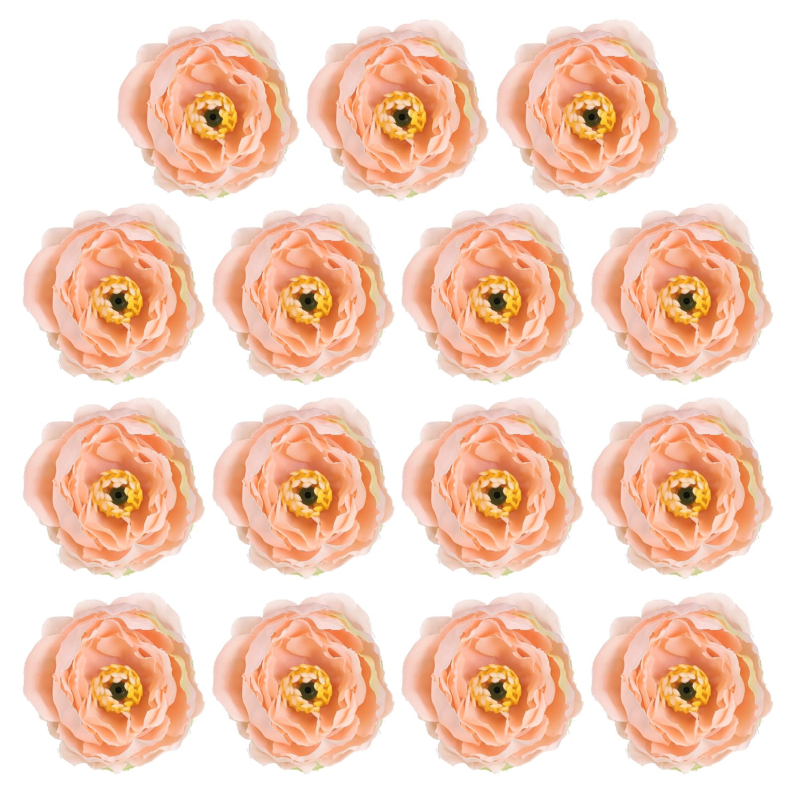 PATIKIL Artificial Flower Head, 30 Pcs Fake Flowers Heads Bulk Silk Peony Heads Simulation Flower for Bouquets Wreaths Wedding Decor, Apricot
