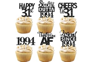 LETLIMIT 18pcs Black Glitter Dessert Cupcake Pick for Straight Outta 1994 Legend Since 1994 Theme Decor Supplies Men Happy 31st Birthday Party Decoration